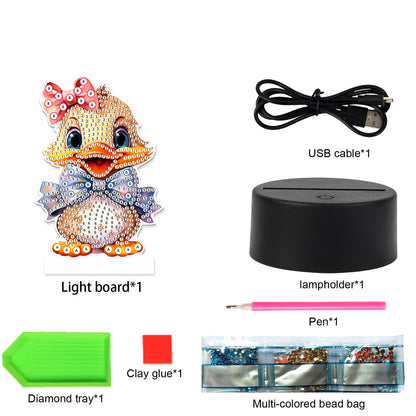 JZHYOAN Diamond Painting Night Light for Adults, Diamond Art Table Lamp Birthday Gift, Duck Art Accessories LED Light, DIY Mosaic Set for Adult, Woman, Gem Painting Table Lamp for Bed Room