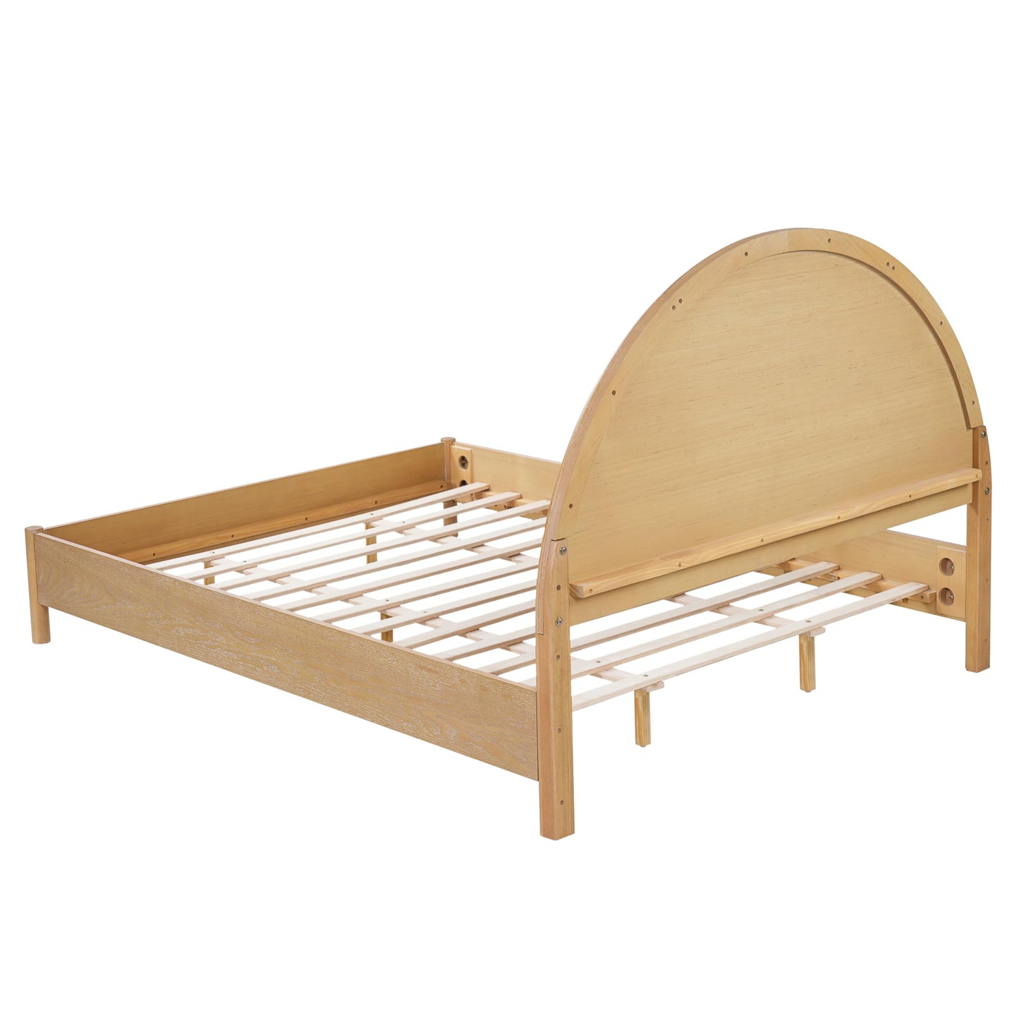 Christopher Knight Home Elsinore Queen Size Bed Frame with Arched Headboard, Modern Wooden Platform Bed, Wood Bed Support and Slats, No Box Spring Needed, Queen Size Beds for Adult, Natural Oak