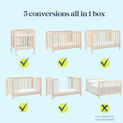 Carter's by Davinci Colby Grow 6-in-1 Convertible Crib - Portable Bassinet to Full-Size Baby Crib w/Removable Wheels, Toddler Bed, Junior, Full-Size Bed - GREENGUARD Gold Certified - Easy to Assemble