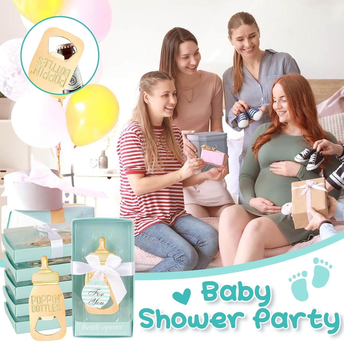 24-Pack Baby Shower Favor Bottle Openers - Blue Souvenirs and Decorations