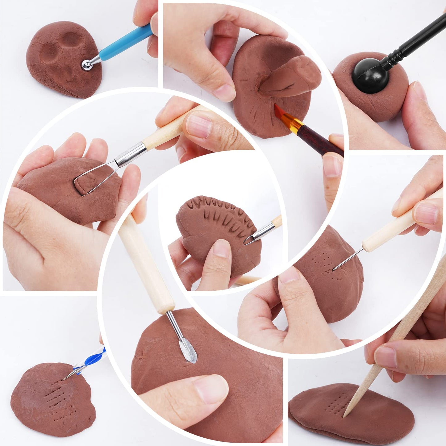 Yagugu Pottery Clay Tools for Adults Sculpting, 45Pcs Basic Wood Ceramics Carving Polymer Clay Tool Supplies kit Supplies for Artists Modeling Shaping Building for Art&Craft Gifts