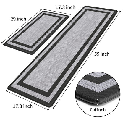 Mattitude Kitchen Mats Set of 2 Cushioned Rugs Anti-Fatigue Mats for Kitchen Floor,Waterproof Non-Slip Mats and Rugs Set for Office,Floor,Laundry 17.3"×29"+17.3"×59",Black