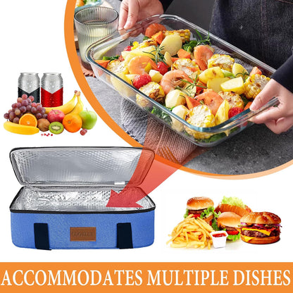 Insulated Casserole Carrier, Thermal Bag for Hot & Cold Food Transport, Fits 9x13 Casserole Dish (Navy Blue)