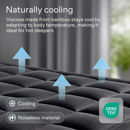 Niagara Sleep Solution Ultra Soft Mattress Topper - Bamboo Viscose Pillow Top for Back Pain Relief | Full Size, Black