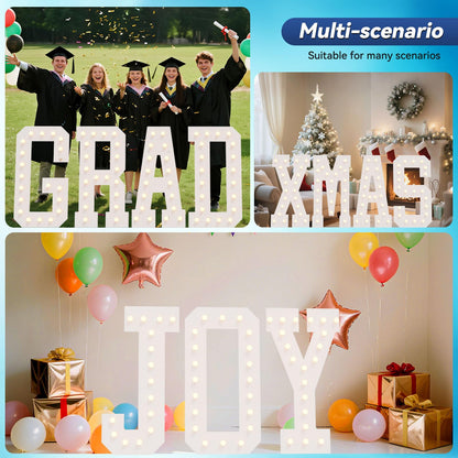 4FT Marquee Light Up Letters, Marquee Letters A, Pre-Cut Foam Board Set Can Be Used for Birthday Party Grad Prom Party Decoration Wedding Event Baby Shower