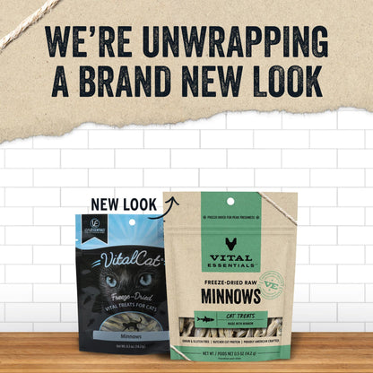 Vital Essentials Minnows Cat Treats, 0.5 oz | Freeze-Dried Raw | Single Ingredient | Grain Free, Gluten Free, Filler Free