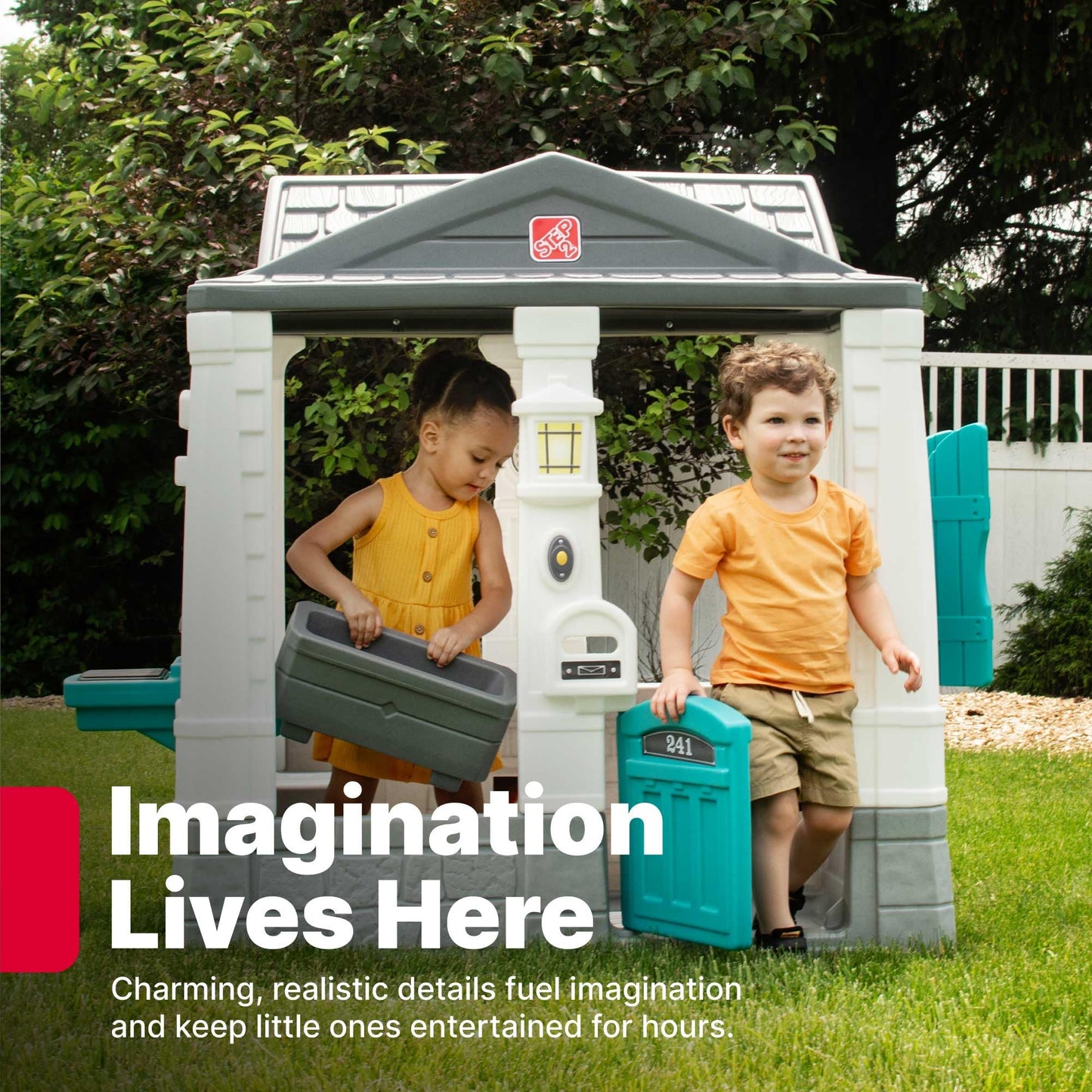 Step2 Neat & Tidy Cottage Kids Playhouse, Indoor and Outdoor Playset, Interactive Sounds, Toddlers 1.5+ Years Old, Easy to Assemble, Grey
