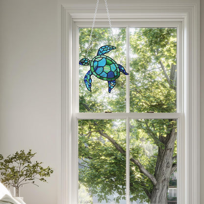 Turtle Hanging Diamond Art Kits for Adults, Sea Turtle Diamond Art Suncatchers, 5D Gem Art, Sun Catchers Indoor Window Acrylic DIY Crafts for Gift Home Decor
