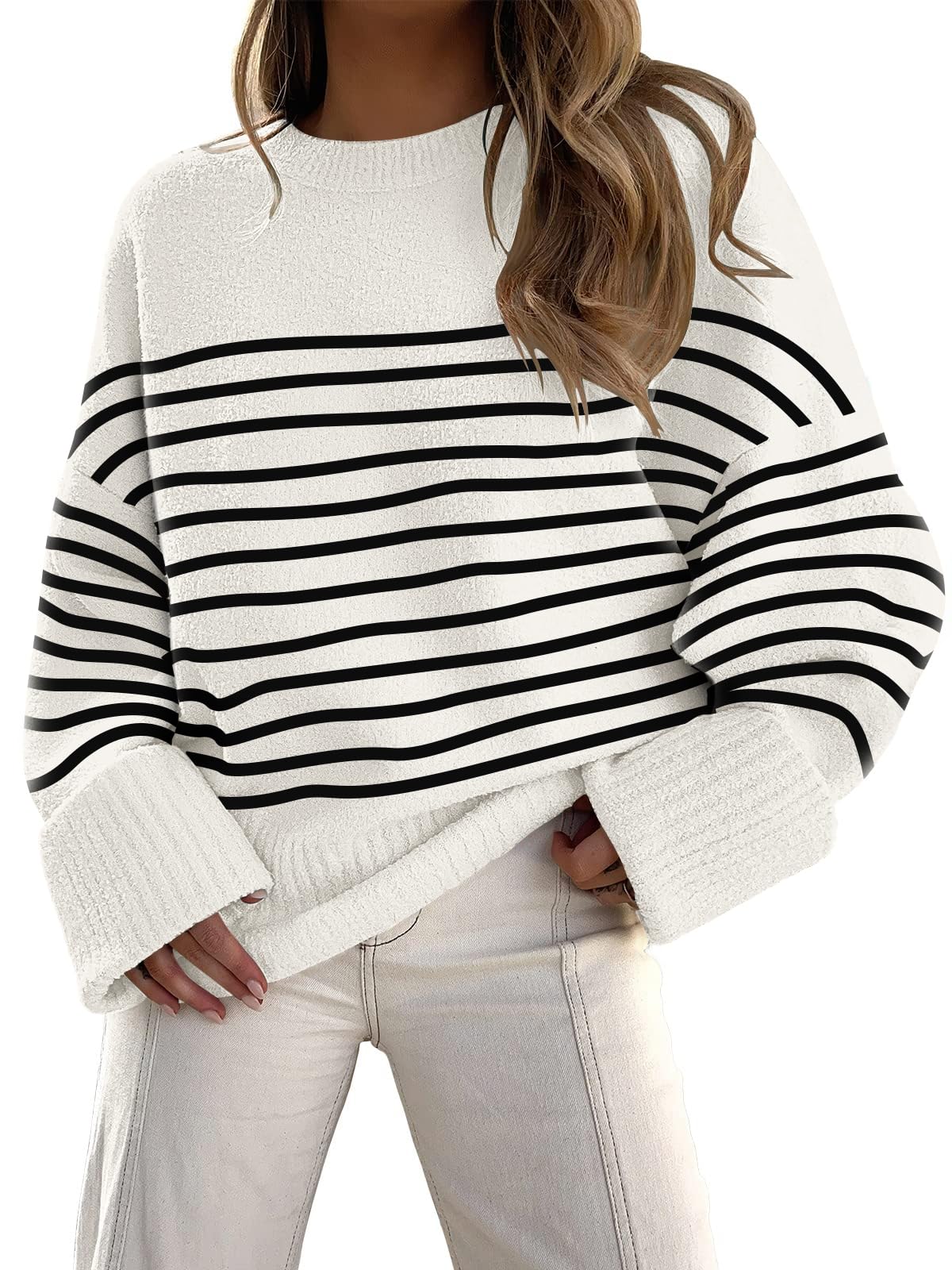 LILLUSORY Women's Oversized Sweaters Fuzzy Chunky Warm Pullover Sweater