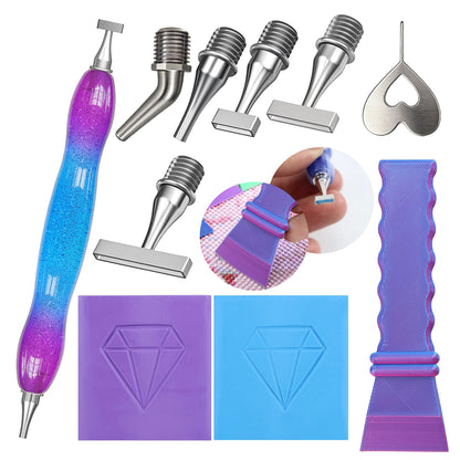 Diamond Painting Pen, with Thin Version Steel Diamond Painting Art Drilling Tips Nibs Multi-Placers, Putty Wax, Straightening Tool, Diamond Art Pen, 5D Diamond Art Accessories Tools Kit (1357-Beads)