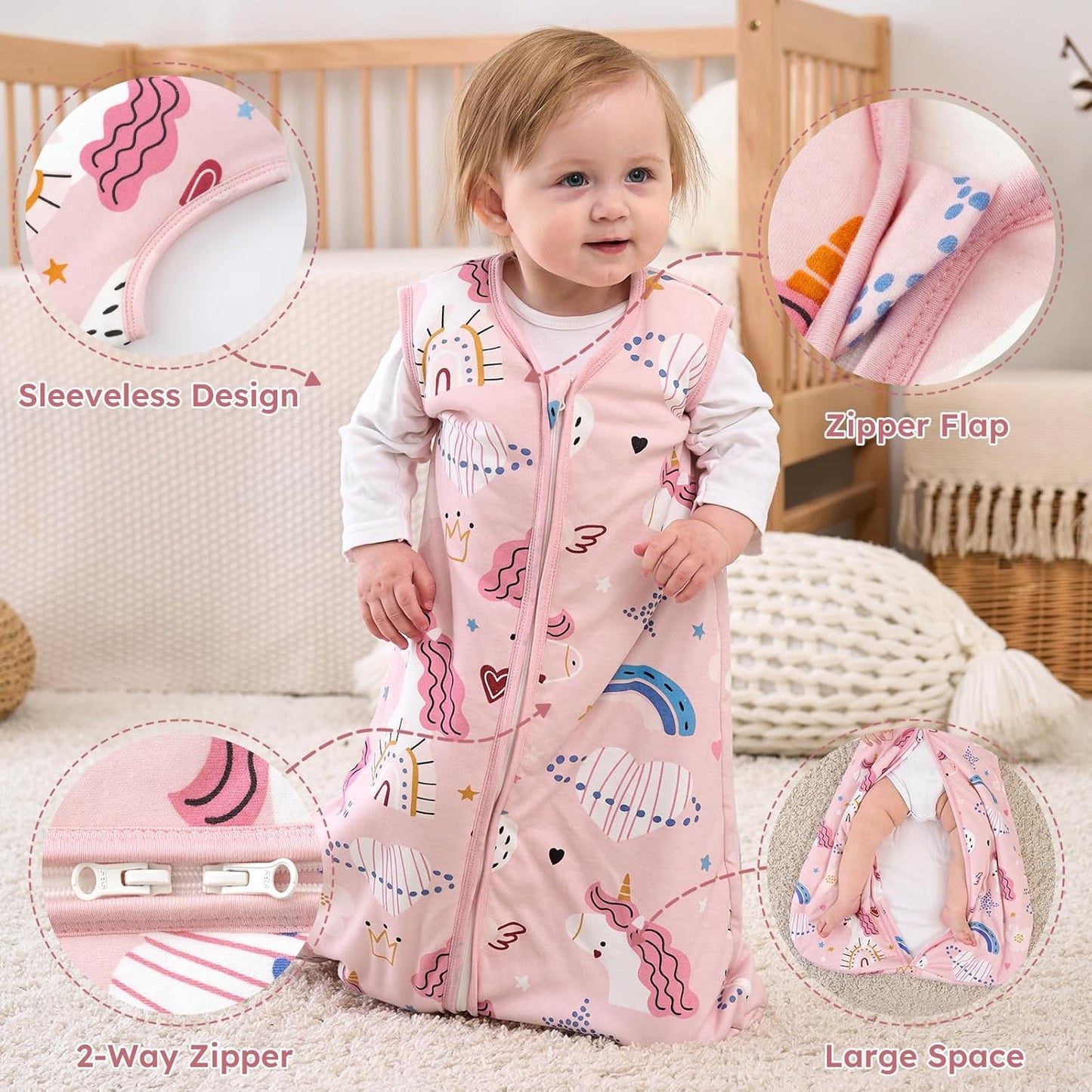 Yoofoss Baby Sleep Sack - 1.5 Tog Wearable Blanket for 18-24 Months | 100% Organic Cotton, Warm & Comfy