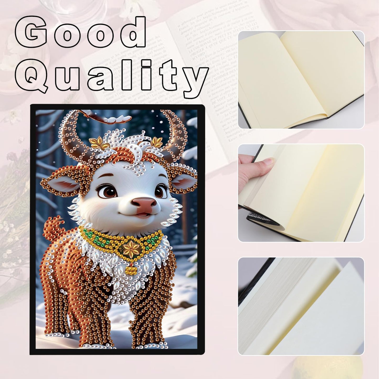 JZHYOAN Dairy Travel Drawing Message Art Notebook for Adult Diamond Painting Blank Notebook Kits DIY Special Shape Diamond Art Note Book Cross Stitch Mosaic Notepad for Office Work Desk Decoration