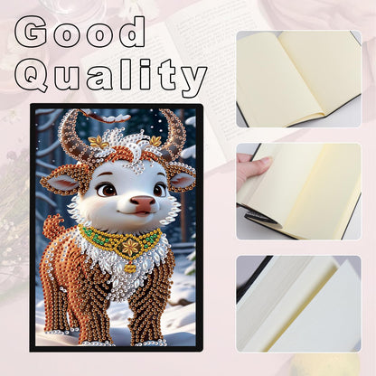 JZHYOAN Dairy Travel Drawing Message Art Notebook for Adult Diamond Painting Blank Notebook Kits DIY Special Shape Diamond Art Note Book Cross Stitch Mosaic Notepad for Office Work Desk Decoration