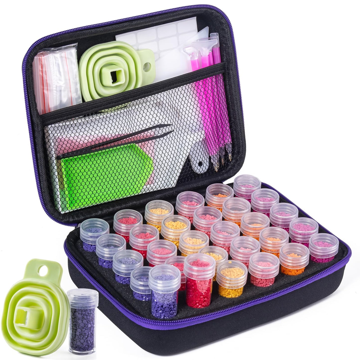 ZYNYXY 30 Slots Diamond Art Storage Container with Diamond Art Accessories and Tools, Portable Bead Storage Boxes for Diamond Painting Kits