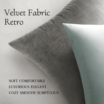 24x24 Inch Set 2 MIULEE Euro Sham Velvet Pillow Covers, of Large Square Decorative Pillows -Grey Super Soft for King