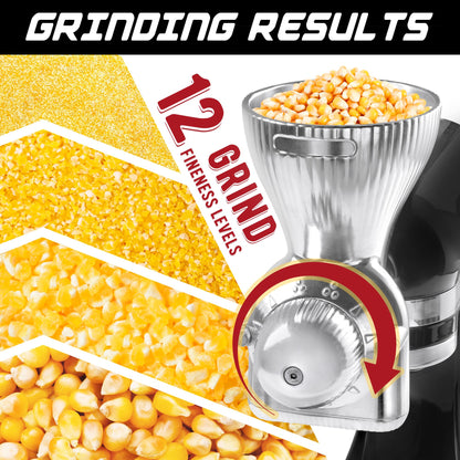 GLINK All Metal Grain Mill Attachment for KitchenAid Stand Mixer,12 Levels Grain Mill Grinder, Grain Mill for Flour, Wheat, Corn, Oats, Buckwheat, Millet and Other Cereals