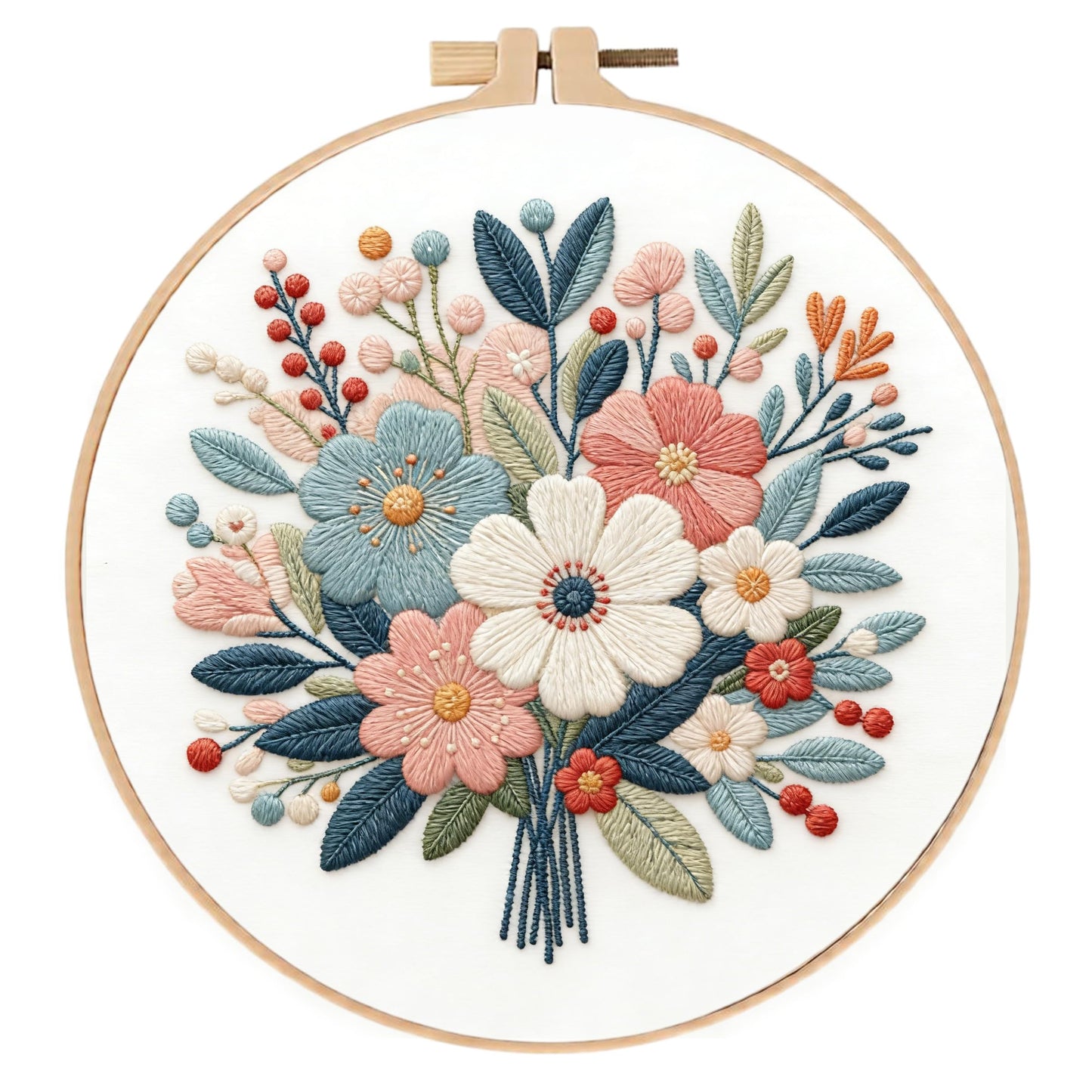 Embroidery Kit for Beginners & Adults Starter Kit, Cross Stitch Kits,DIY Hand Embroidery Needlepoint Set with Hoop, Pre-Printed Fabric, Threads and Instructions (Flower-4)