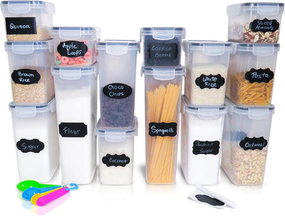 Kitchen Pantry Organizers and Storage - Airtight Food Storage Container Set, 14 Pcs BPA Free Plastic Dry Food Canisters