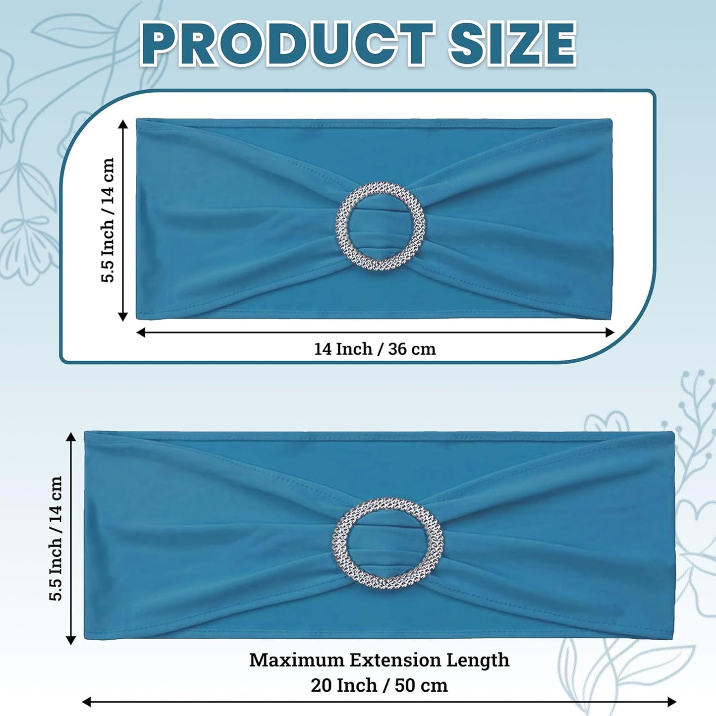 MDS Spandex Chair Sashes - Universal Fit Elastic Stretch Bows with Slider Buckle | Dark Teal, Pack of 250