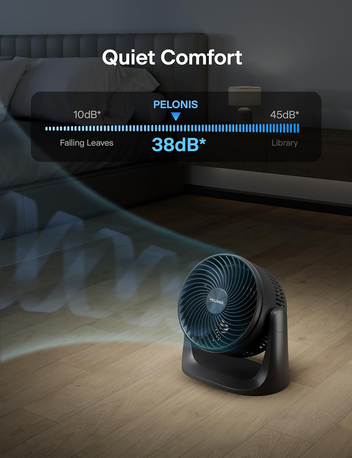 Pelonis 3 Speed Small Room Air Circulator Fan, 7-inch Blade Table Top Fan for Bedroom