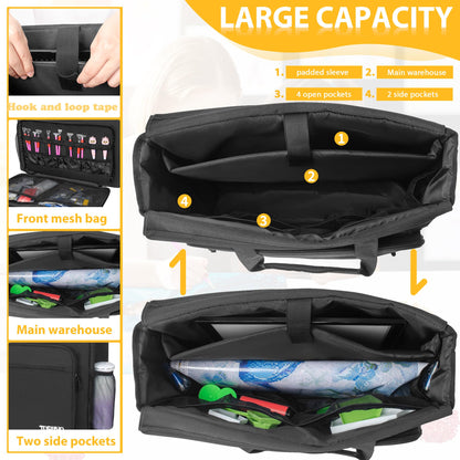 TORIBIO Diamond Painting Storage Bag for A3 Light Pad,Diamond Painting Carrying Case,with Extra Pocket for Diamond Art Supplies,Black,Bag Only