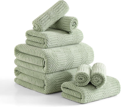 8-Piece Set,2 Sheet,2 4 Washcloths,600 Set,Highly Green Bath Towels Oversized Large Bath Towels Hand Towels and GSM