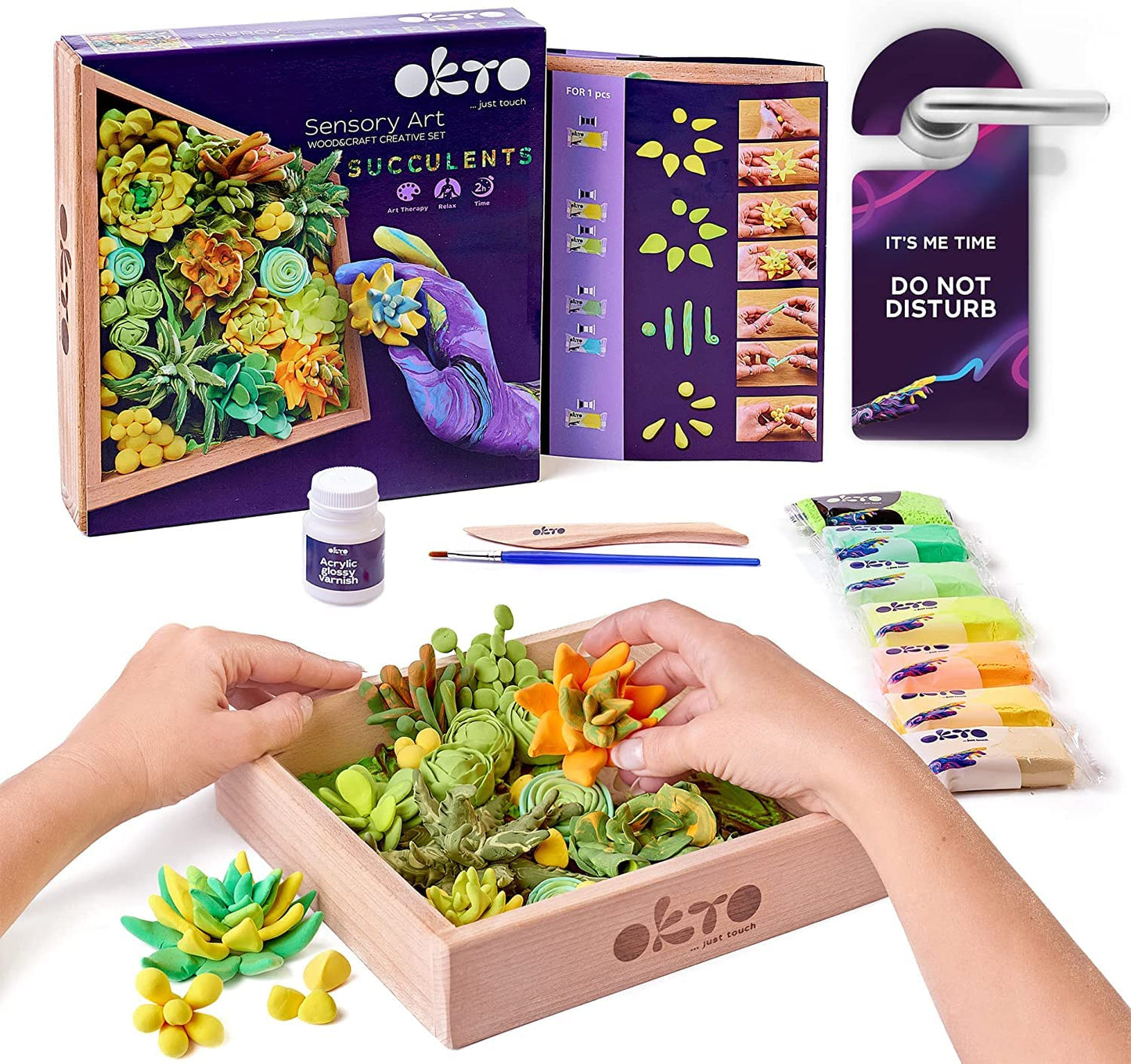 Art Kit Energy | Succulents Art Set 3D for Home Wall Decor | Craft Kits for Adults and Teen | Craft Box with Modeling Clay for Succulents | Hobby Kits Succulent DIY Kits