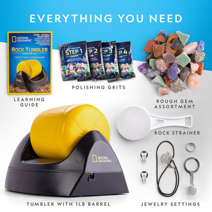 National Geographic Starter Rock Tumbler Kit - Durable Leak-Proof Rock Polisher - Complete Rock Tumbling Kit with 4-Stage Silicon Carbide Grit - Geology Hobby, Rocks & Crystals (Amazon Exclusive)