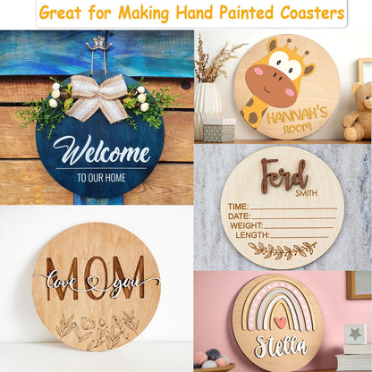12 Inch Wood Circles for Crafts, 10Pcs Unfinished Wood Rounds for Cricut Projects, Burning, Painting, Door Hanger, DIY Wooden Crafts Gifts for Fathers Day Holiday Home Decor (10PCS)