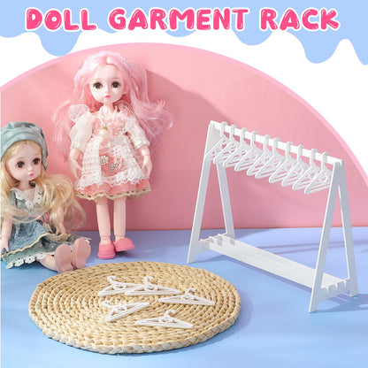 Bucherry Mini Cookie Rack Cookie Bag Display Stand with 10 Mini Hangers Doll Garment Rack Decorative Biscuit Hanger for Tea Parties Family Gatherings Children's Parties, Doll Party Supplies