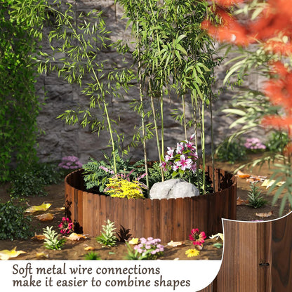 Wood Garden Edging Border, No Dig Landscape Edging, Decorative Flower Bed Border, 11.8" H x 48" L (1 Pack)