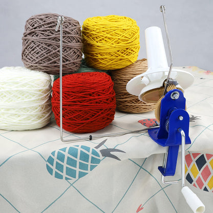 LAMXD Large Capacity Yarn Winder - 10-Ounce, Jumbo Metal Yarn Ball Winder with Thread Cutter Scissors, Blue and White