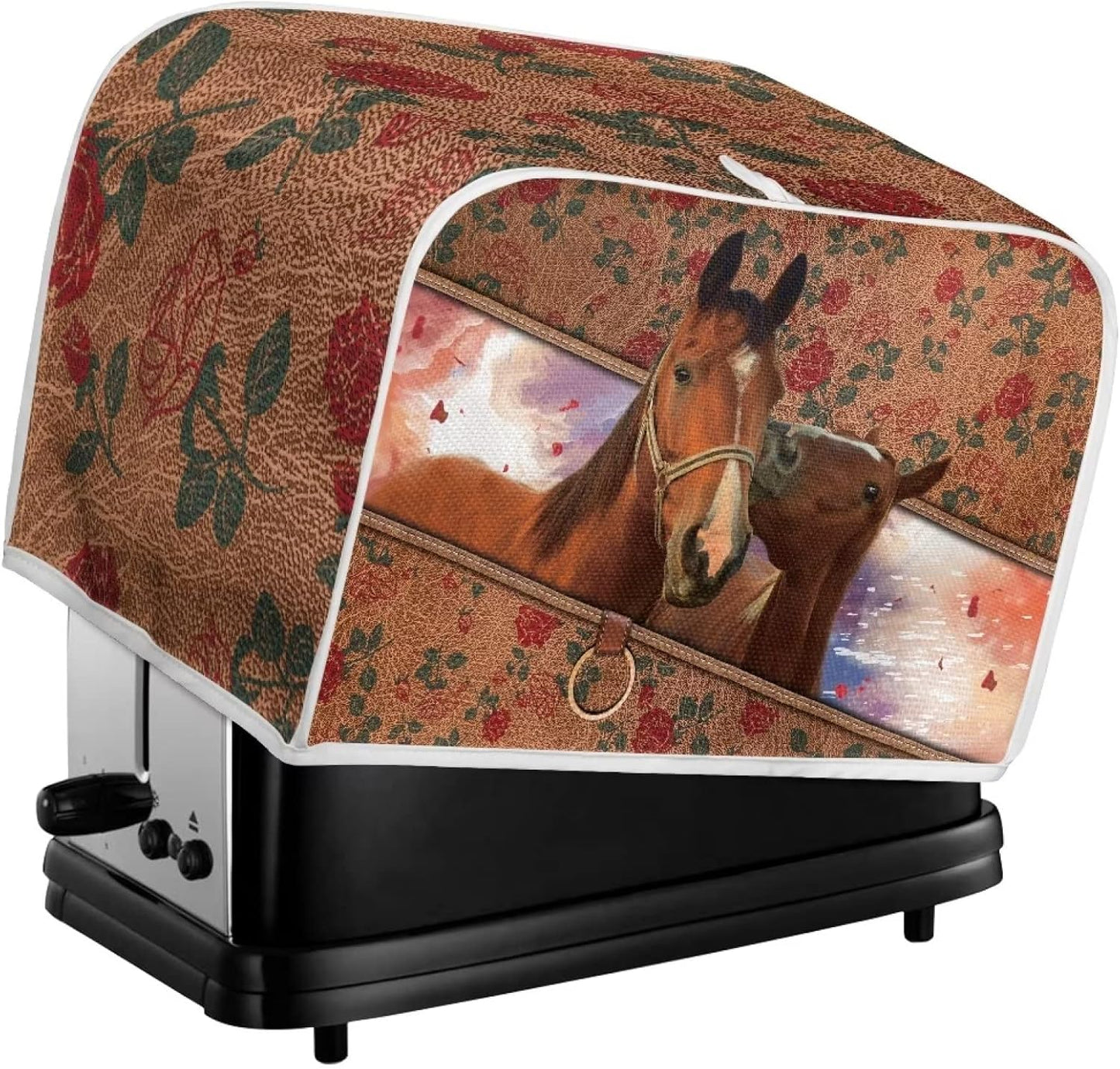 Horse Toaster Dust Cover, Universal Bread Maker Cover for 4 Slice Toasters
