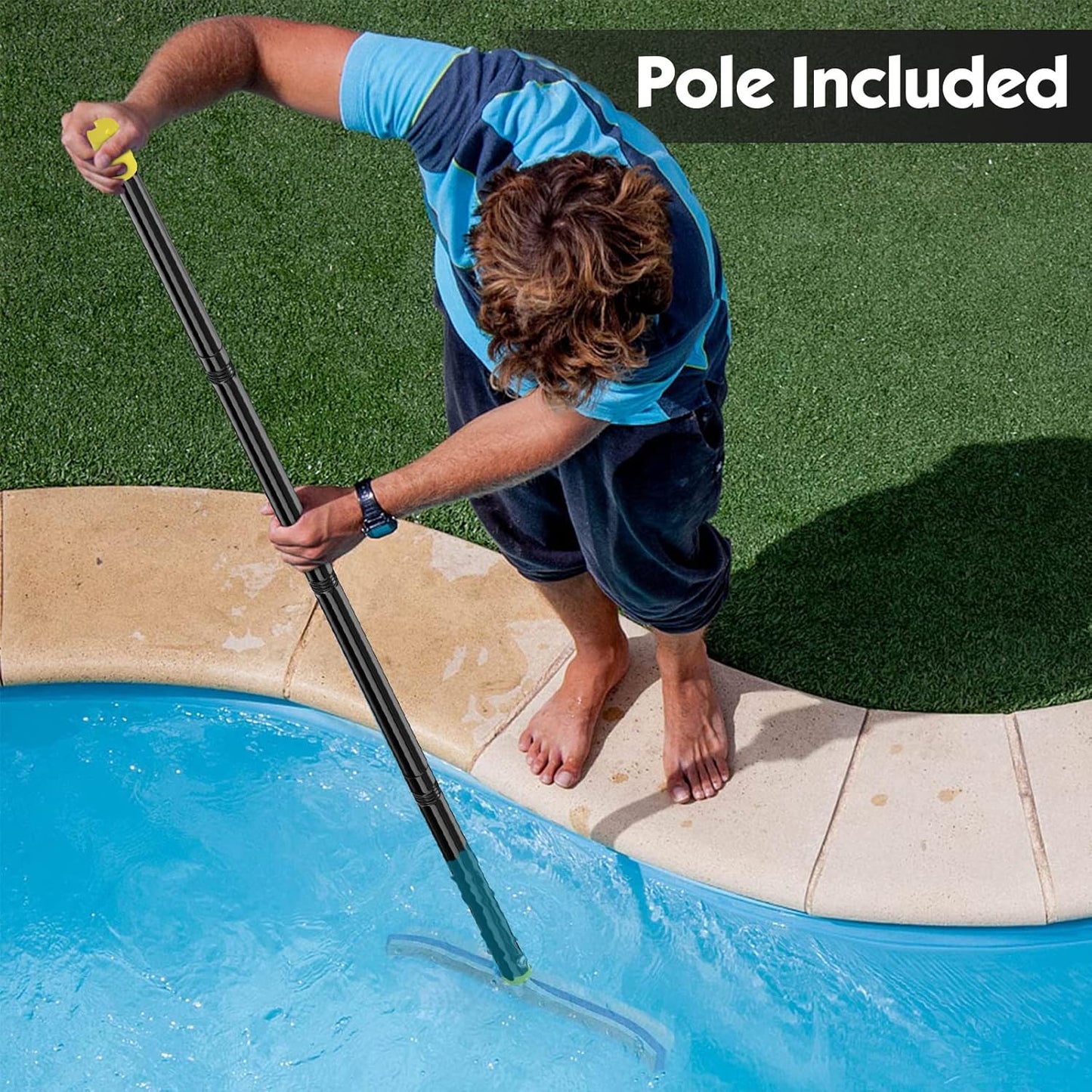 Swimming 6FT,18" Swimming 6FT Swimming Pool Brush with Pole Pool Brush Head with Nylon Bristles Aluminum Back