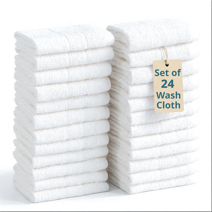 24 Pack 13x13 inches 100% Set Casa Platino White Washcloths - - Cotton - Premium Quality Wash Cloths for Bathroom
