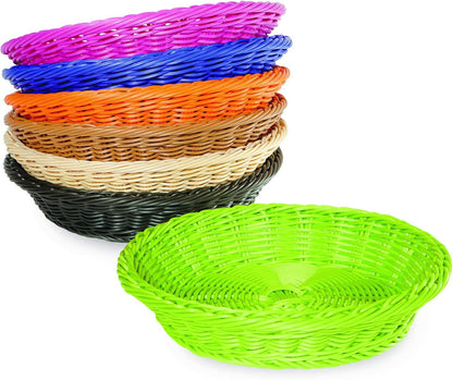 G.E.T. WB-1501-BK Round Polyweave Bread Roll Serving Basket - 9.5" - Black