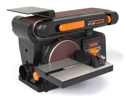 WEN Benchtop Belt and Disc Sander with 4 x 36 in. Belt, 6 in. Disc and Cast Iron Base (6502T)