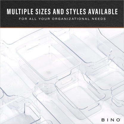 BINO | Plastic Storage Bins, Large - 2 Pack, Clear | THE SOHO COLLECTION | Pantry Organizers and Storage Containers | Fridge Organizer Bins | Kitchen Cabinet Organizer | Medicine Cabinet Bin