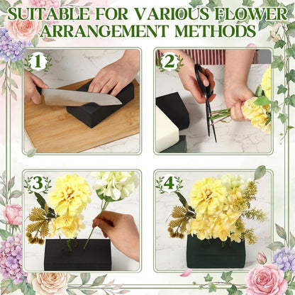 Maasechs 12 Pcs Floral Foam Blocks for Flower Arrangements, 5.5 x 3.1 x 1.7 Inch Wet and Dry Plant Foam for Florist Flowers, Wedding, Birthdays, Home DIY and Garden Decoration (Green, Black, White)