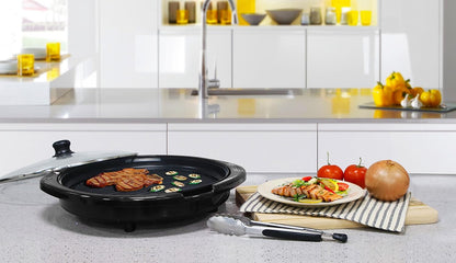 Elite Gourmet EMG-980B Smokeless Electric Tabletop Grill, 6-Serving, 14" Black, Nonstick, Dishwasher Safe