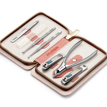 MR.GREEN 7in1 Manicure Sets Personal Care Tools Stainless Steel Professional Nail Clippers Pedicure Set Travel Case Kits (Mr-6032)