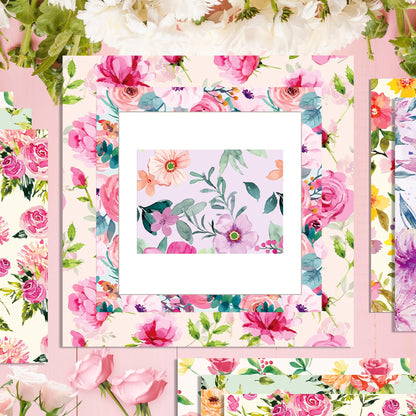 VIVIQUEN 24 Pack Floral Pattern Double-Sided Paper, 12-inches Flower Textured Scrapbook Paper Craft Paper Folded Flat for DIY Background Card Making Scrapbook Photo Album Decor