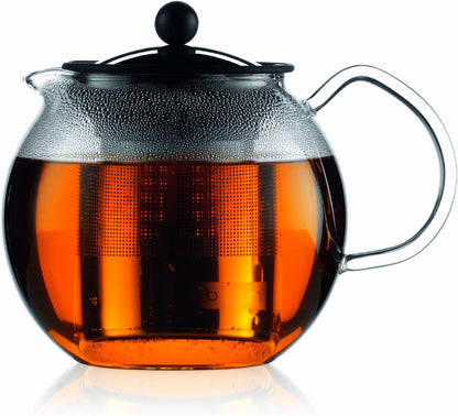 Bodum Assam Glass Tea Press, 34oz with Stainless Steel Filter, Brushed