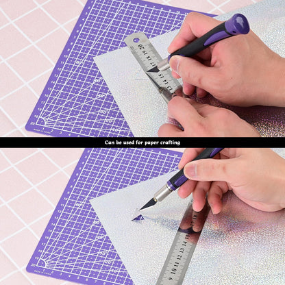 EHDIS Exacto Knife Set Utility Craft Precision Hobby Knife Tool with Cutting Mat,6 inch Vinyl Squeegee, Steel Ruler, for Sewing Crafts Hobby Fabric Precision Scrapbooking Project (Purple)