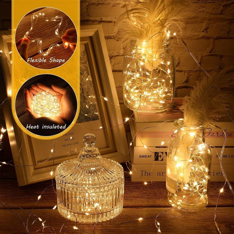 Fairy Lights Plug in, 40ft 100 LED Indoor Outdoor String Lights,Twinkle String Lights for Bedroom with Remote and Timer 8 Modes Starry Lights DIY Wedding Christmas Decoration Warm White
