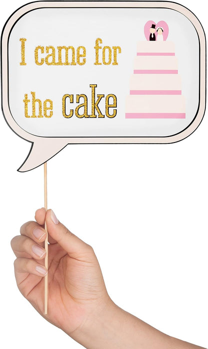 Wedding Photo Booth Props, 8 x 10-Inch Sign, 45 Adhesive Pads, 35 Wooden Sticks for Wedding Backdrop