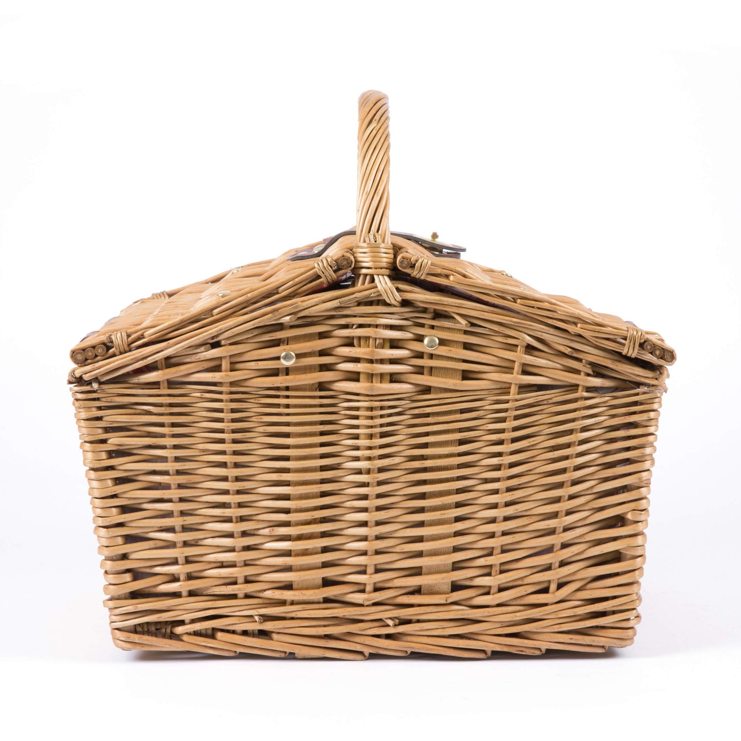 PICNIC TIME Piccadilly Picnic Basket, Romantic Picnic Basket for 2 - Includes Utensil Set, Glasses, Plates, and Wine Opener, (Red & White Plaid Pattern)