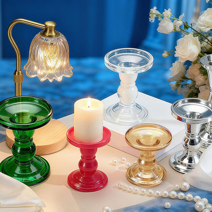 uxcell 14 cm Glass Candle Holder for Taper/Column Candles, Candle Holders Tealight Stand Candlestick for Tealight Wedding Table Centerpiece Home Decor, Brown