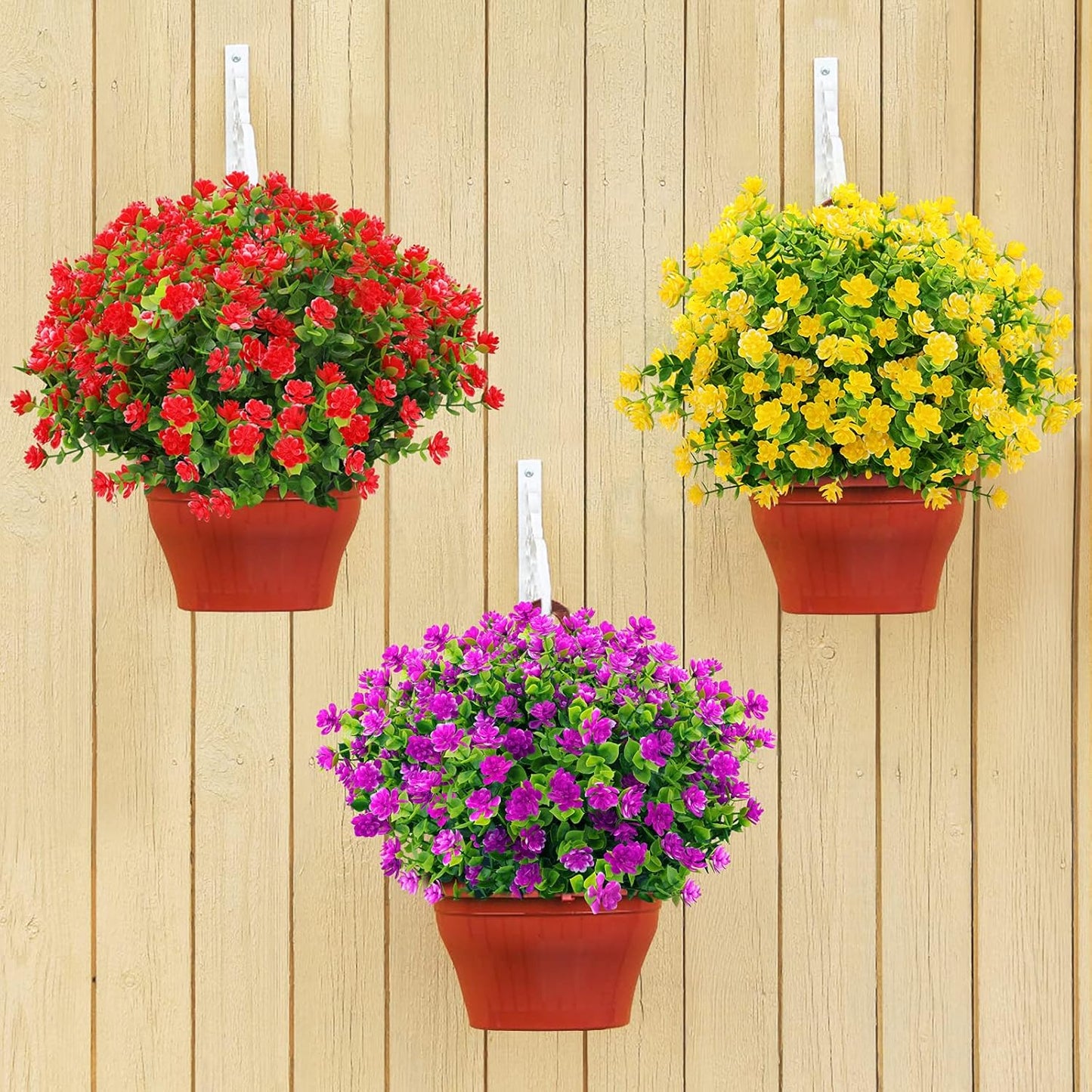 GREENRAIN Artificial Flowers, UV Resistant Fake Flowers for Outdoor Decoration, No Fade Faux Plastic Plants Garden