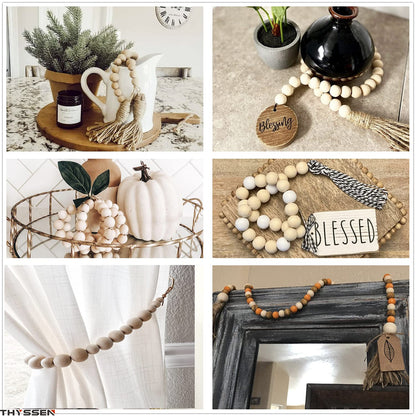 Wood Beads 300pcs 20mm THYSSEN Natural Round Wooden Unfinished Wooden Spacer Beads for Making Decorations and DIY Crafts